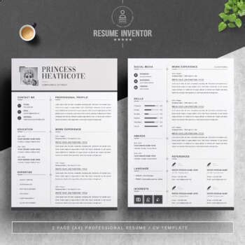 Pages Clean Cv Template Ms Word By Resumeinventor Tpt