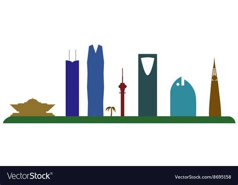 Riyadh Saudi Arabia Skyline Silhouette Royalty Free Vector