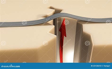 Crack Earthquake Ground Road Arrow Stock Photo - Image: 23136410