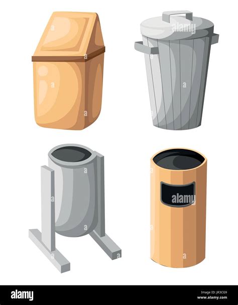 Icono de papelera basura aislados Ilustración vectorial Flat style