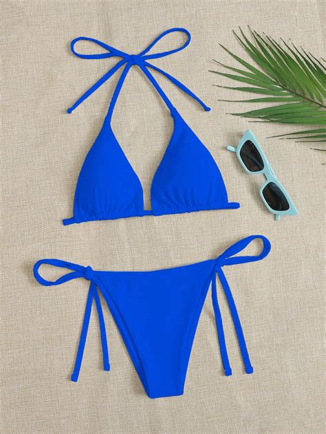 Halter Triangle Tie Side Bikini Swimsuit Shein Uk