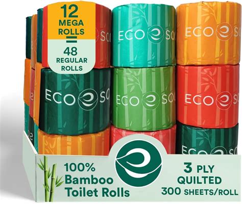 Luxury Bamboo Toilet Paper 370 Sheets Roll Plastic Free Eco