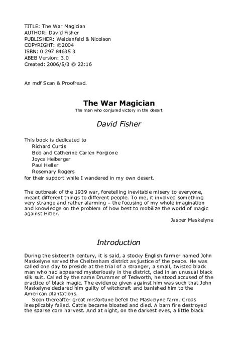 David Fisher The War Magician Pdfcoffee