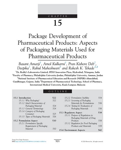 Amarji 2018 Package Development Of Pharmaceutical Products Dosage