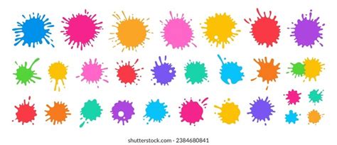 Splash Paint Splatter Colorful Cartoon Set Stock Vector (Royalty Free ...