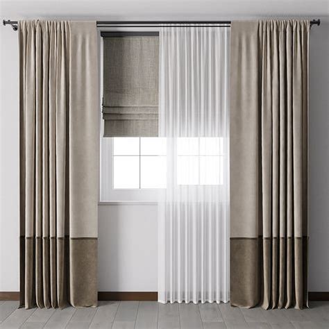 3D Model Hadi Curtain With Roman Curtain Rod 11 VR AR Low Poly