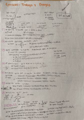 Ejercicios Trabajo Y Energia Pdf