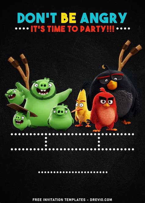 Funny Angry Birds And Bad Piggies Birthday Invitation Templates