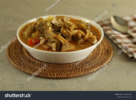 Bowl Gulai Nangka Jackfruit Curry Stew Stock Photo