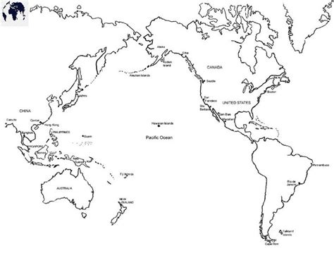 Printable World Map with Pacific Ocean in PDF | Map, Pacific ocean ...