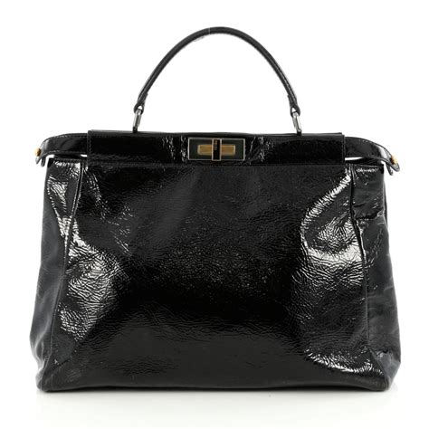 Buy Fendi Peekaboo Handbag Patent Large Black 1883602 Rebag