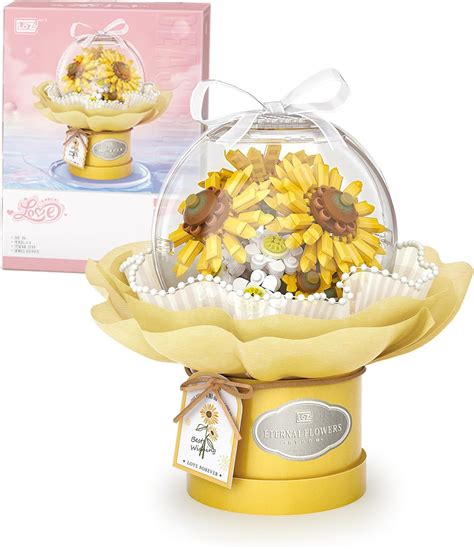 Amazon MEIEST Flower Building Blocks Set With Dust Proof Dome