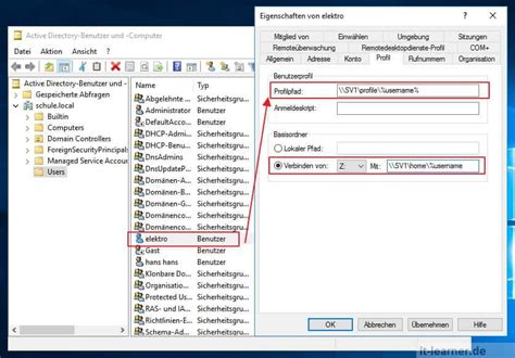 Servergespeicherte Profile für Active Directory Benutzer