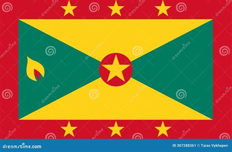 Grenada Flag In Official Colors And Proportion Correctly Vector Eps