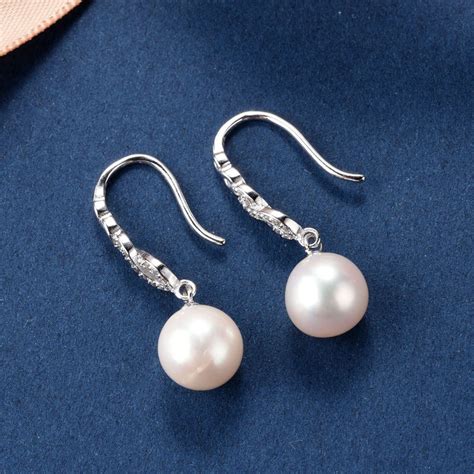 Womens Pearl Elegant Infinity Drop Dangle Earrings 925 Sterling Silver French Wire Se109 Prom