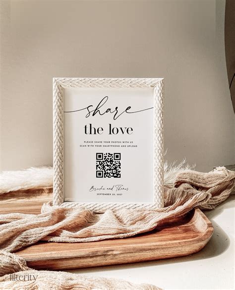 Share The Love Qr Code Sign Wedding Qr Code Sign Template Etsy