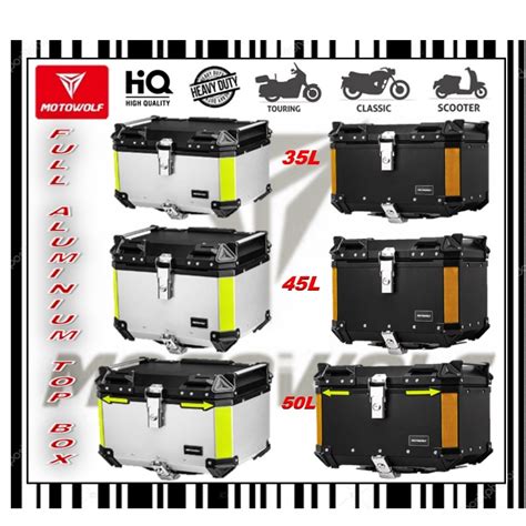 Motowolf Full Aluminium Top Box Waterproof Tail Cases Heavy Duty For