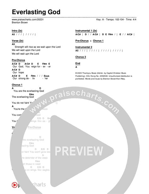 Everlasting God Chords Pdf Brenton Brown Praisecharts