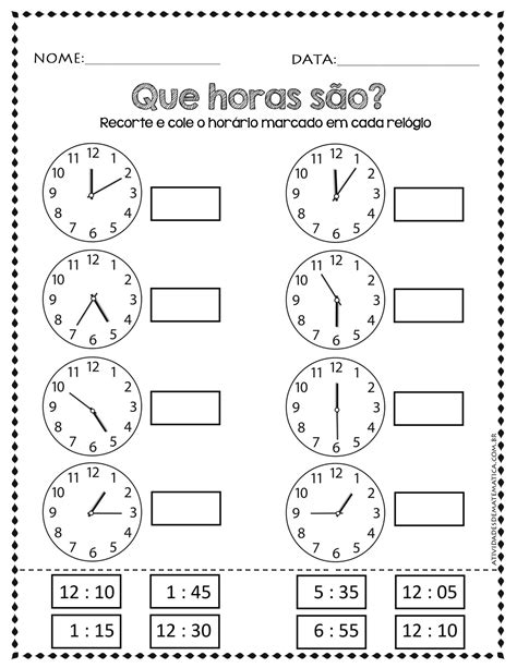 Atividade Que Horas São - Que horas são? – Atividades de Matematica