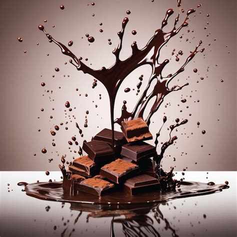 Premium Photo Dark Chocolate Bar With Beautiful Wave Drops From