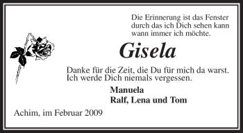 Traueranzeigen Von Gisela Unbekannt Trauer Kreiszeitung De