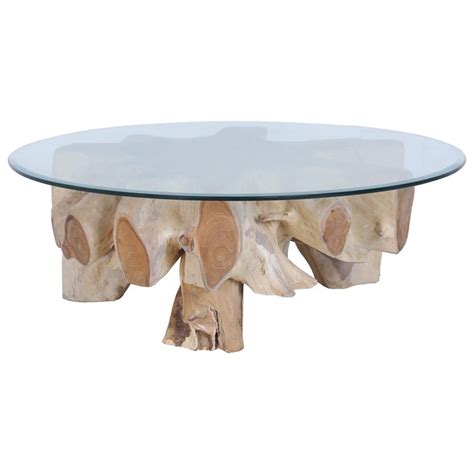 Table basse racine de teck creuse diamètre 120cm 89 souche arbre