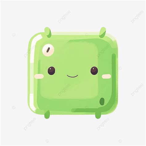 Green Cartoon Square Button Button Shiny Glossy Png Transparent