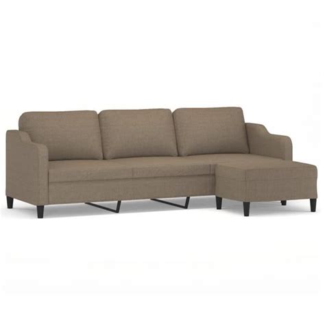 FYDUN Canapé à 3 places avec repose pieds Taupe 210 cm Tissu A3153526