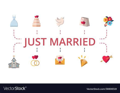 Just Married Icon Set Contains Editable Icons Vector Image