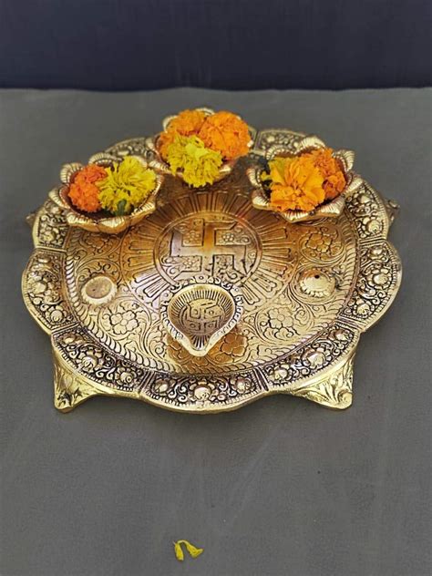 Buy Decorative Pooja Thali Ornate Pooja Thali Embellished Pooja Plate