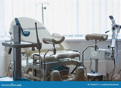 Gynecological Cabinet With Chair And Medical Equipment Stock Image