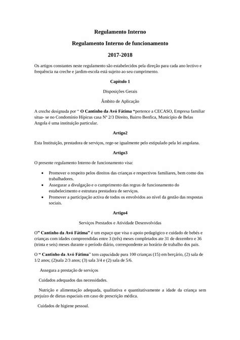 Pdf Regulamento Interno Regulamento Interno De Servi Os