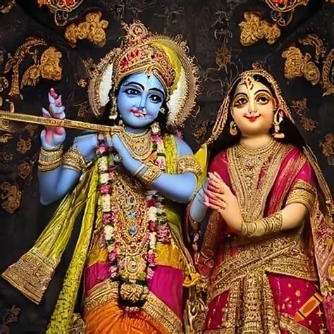 Devotional Scene Of Lord Krishna Embracing Radha On Craiyon