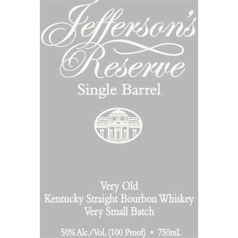 Jefferson S Reserve Single Barrel Very Old Bourbon Buy Online