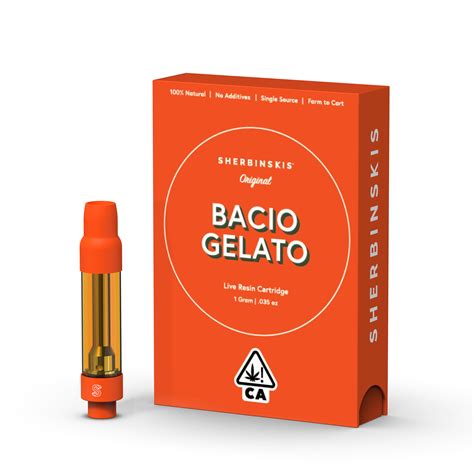 Premium Live Resin Cartridge Bacio Gelato 1g Sherbinskis Proper