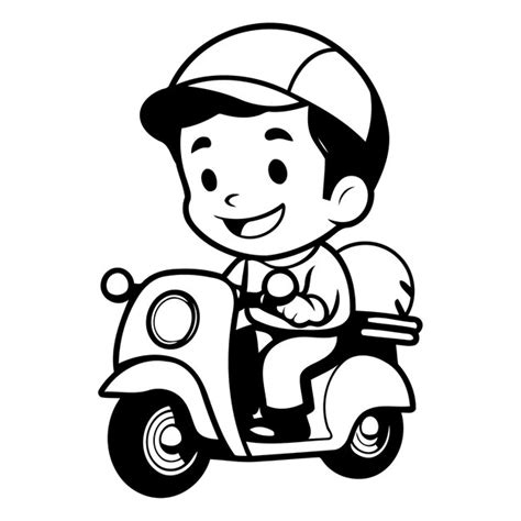 Premium Vector Cute Little Boy Riding A Scooter Vector Cartoon