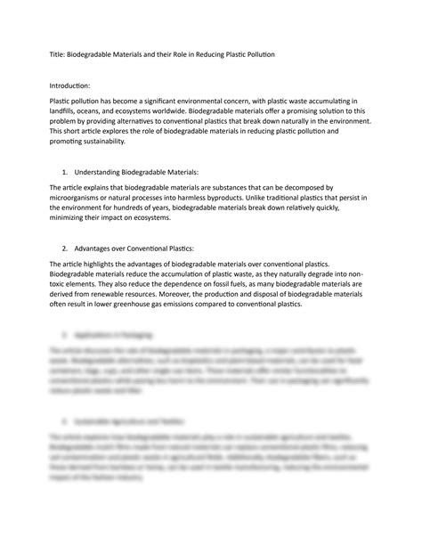 Solution Biodegradable Materials And Their Role In Reducing Plastic