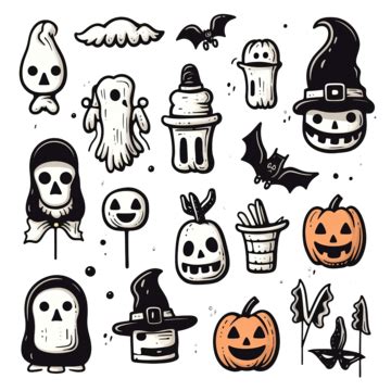 Hand Drawn Set Of Halloween Objects Character Elements Vector