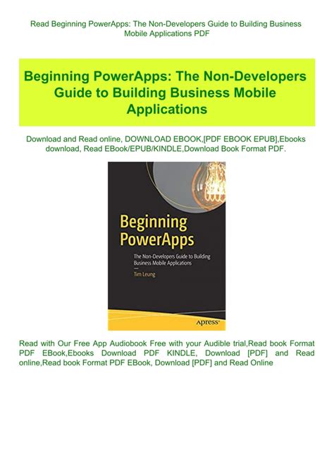 Read Beginning Powerapps The Non Developers Guide To Building Business Mobile Applications Pdf