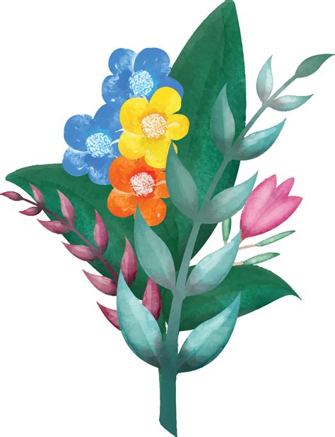 ilustração digital de flores e folhas em aquarela você pode usar este