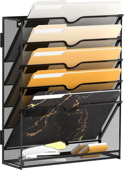 Intige 6 Tier Metal Wall Mounted File Organizer Hanging Document