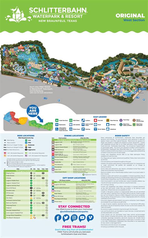 Schlitterbahn Waterpark New Braunfels Map and Brochure (2014 - 2023 ...