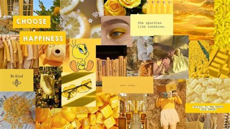 a collage of yellow images with words that say choose happiness, like sunshine and lemons