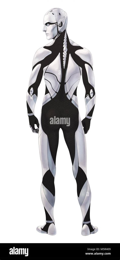 Futuristic cyborg illustration full body standing isolated Stock Photo ...