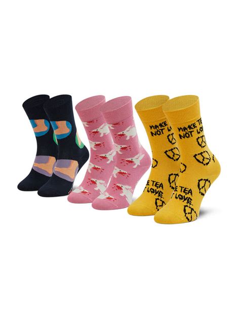 Happy Socks Zestaw Par Wysokich Skarpet Damskich Xmpy R Owy