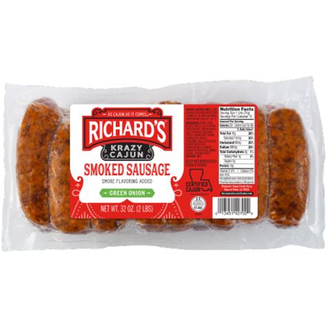 Richard S Cajun Foods Krazy Cajun Green Onion Smoked Sausage Link 32