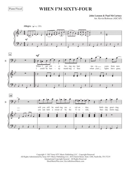 When Im Sixty Four Arr Kevin Robison Sheet Music The Beatles Ttbb Choir