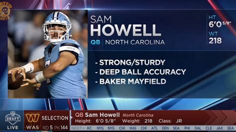 Washington Commanders Draft Sam Howell With The 144th Pick 2022 Nfl