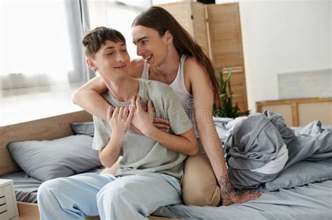 Long Haired And Tattooed Gay Man Stock Photo Image Of Relationship
