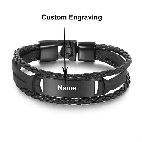 Leather Bracelets For Men Engraved